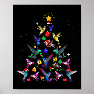Cute Hummingbird Christmas Tree Xmas Gifts  Poster