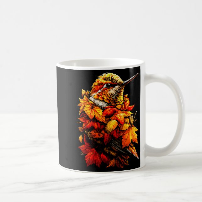 Cute Hummingbird Fall Leaves Forest Vibes Autumn A Coffee Mug (Right)