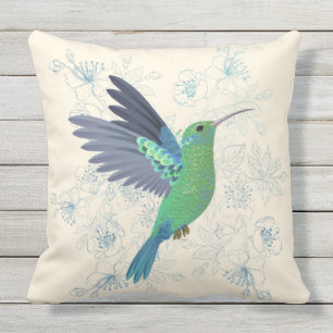 Cute Hummingbird Floral Cushion