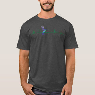 Cute Hummingbird Heartbeat Design Love Bird  T-Shirt