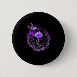 Cute Hummingbird Holding Purple Ribbon Overdose Aw 6 Cm Round Badge