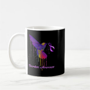 Cute Hummingbird Holding Purple Ribbon Overdose Aw Coffee Mug