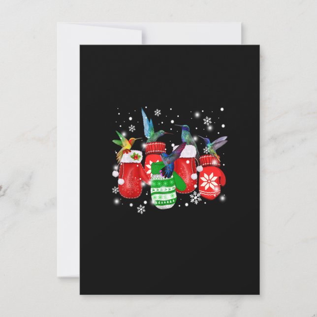 Cute Hummingbird In Gloves Christmas Bird Lovers M Invitation (Front)