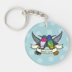 Cute Hummingbird Nature Lover Colourful Cartoon Key Ring