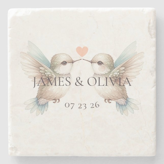 Cute Hummingbird Stone Coaster (Front)