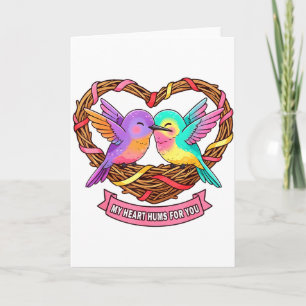Cute Hummingbird Valentine My Heart Hums For You B Card