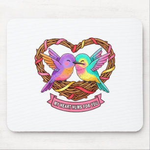 Cute Hummingbird Valentine My Heart Hums For You B Mouse Pad