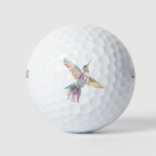 Cute Hummingbird Watercolor Illustration Monogram Golf Balls