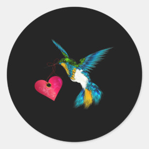 Cute Hummingbird With Heart Bird Lover Design Art Classic Round Sticker
