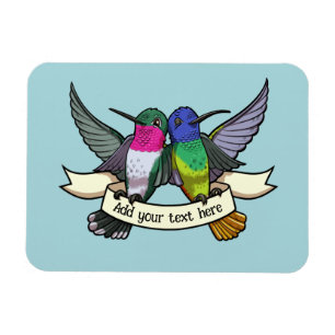 Cute Hummingbirds Add Your Own Text Ribbon Artwork Magnet