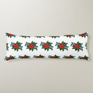 Cute Hummingbirds on Hibiscus Flower Cartoon - W Body Cushion