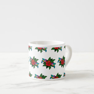 Cute Hummingbirds on Hibiscus Flower Cartoon - W Espresso Cup