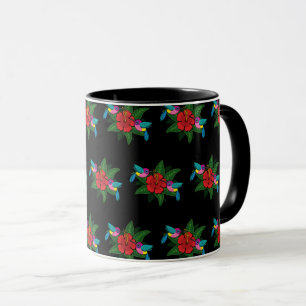 Cute Hummingsbirds on Hibiscus Flower Cartoon Mug