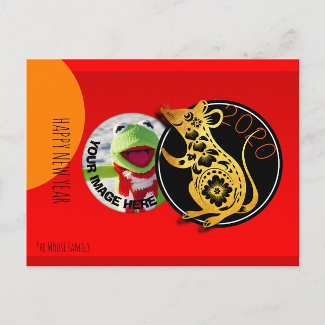 Cute Humourous Rat Paper-cut 2020 Postcard (Front)