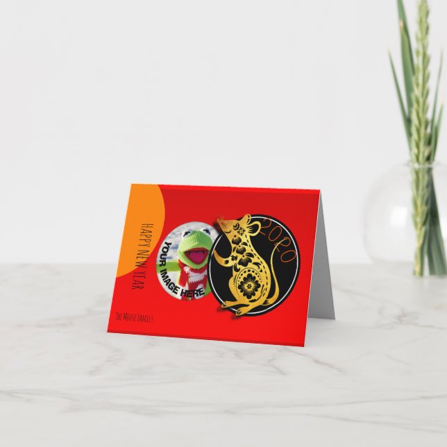 Cute Humourous Rat Paper-cut 2020 Small GC Holiday Card (Front)