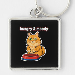 Cute Hungry and Moody Orange Cat Meme keychain