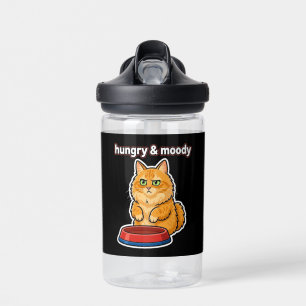 Cute Hungry and Moody Orange Cat Meme sticker Water Bottle