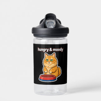 Cute Hungry and Moody Orange Cat Meme sticker Water Bottle