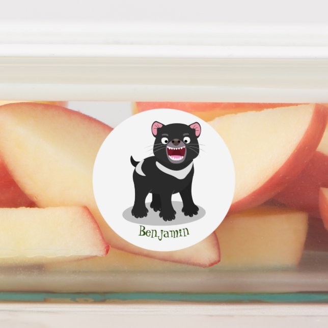 Cute hungry Tasmanian devil cartoon illustration (Affixed)