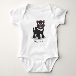 Cute hungry Tasmanian devil cartoon illustration Baby Bodysuit