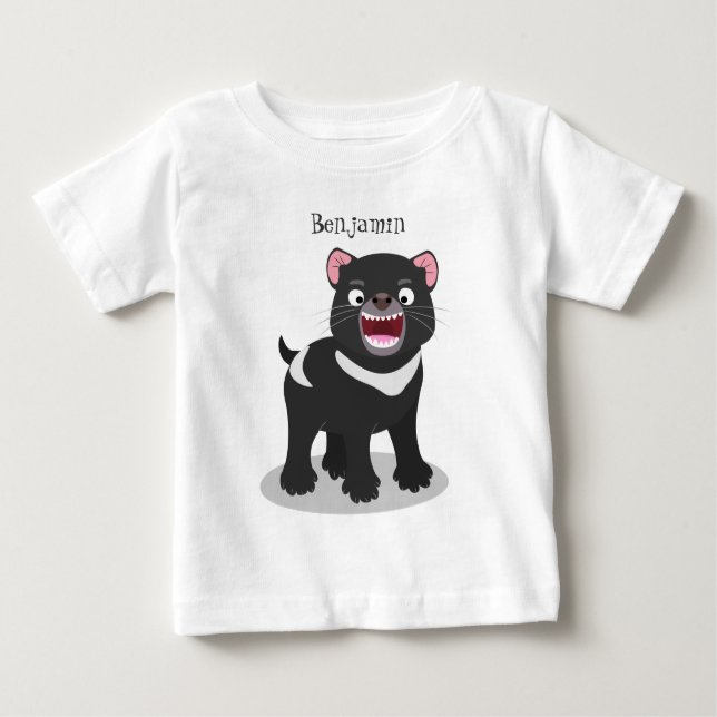 Cute hungry Tasmanian devil cartoon illustration Baby T-Shirt (Front)