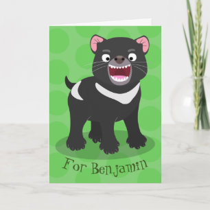Cute hungry Tasmanian devil cartoon illustration Card