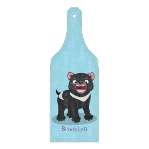 Cute hungry Tasmanian devil cartoon illustration Cutting Board