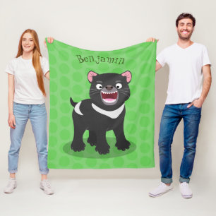 Cute hungry Tasmanian devil cartoon illustration Fleece Blanket