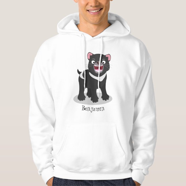 Cute hungry Tasmanian devil cartoon illustration Hoodie (Front)