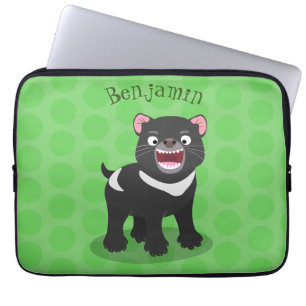 Cute hungry Tasmanian devil cartoon illustration Laptop Sleeve
