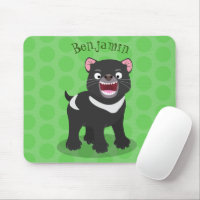 Cute hungry Tasmanian devil cartoon illustration