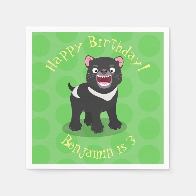Cute hungry Tasmanian devil cartoon illustration Napkin (Front)