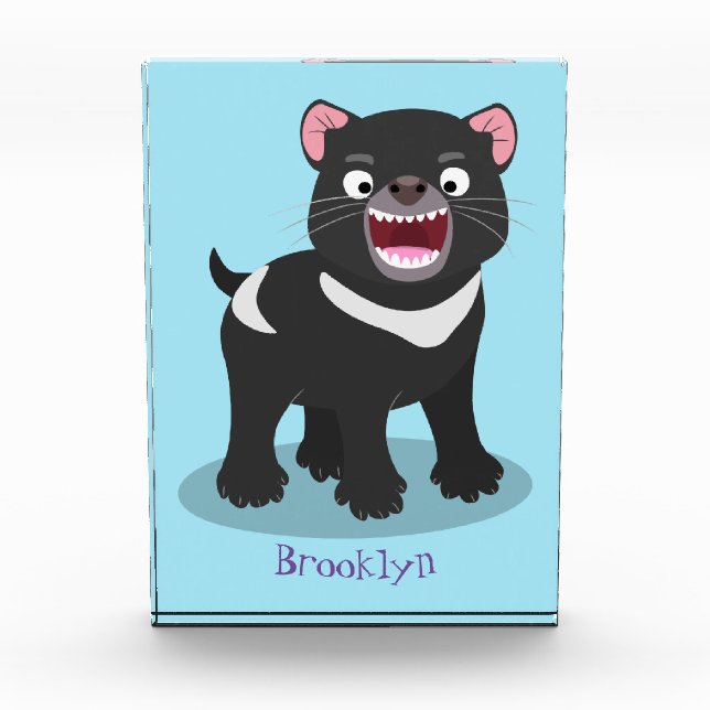 Cute hungry Tasmanian devil cartoon illustration Photo Block (Front)