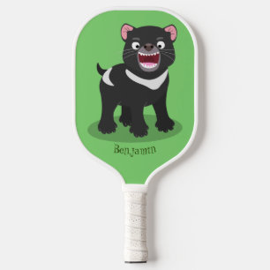 Cute hungry Tasmanian devil cartoon illustration  Pickleball Paddle