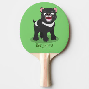 Cute hungry Tasmanian devil cartoon illustration Ping Pong Paddle