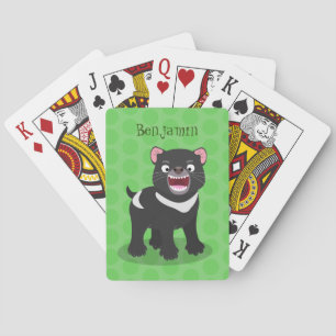 Cute hungry Tasmanian devil cartoon illustration Playing Cards
