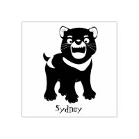 Cute hungry Tasmanian devil cartoon illustration