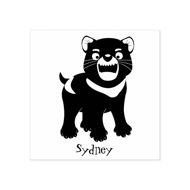 Cute hungry Tasmanian devil cartoon illustration Rubber Stamp (Imprint)