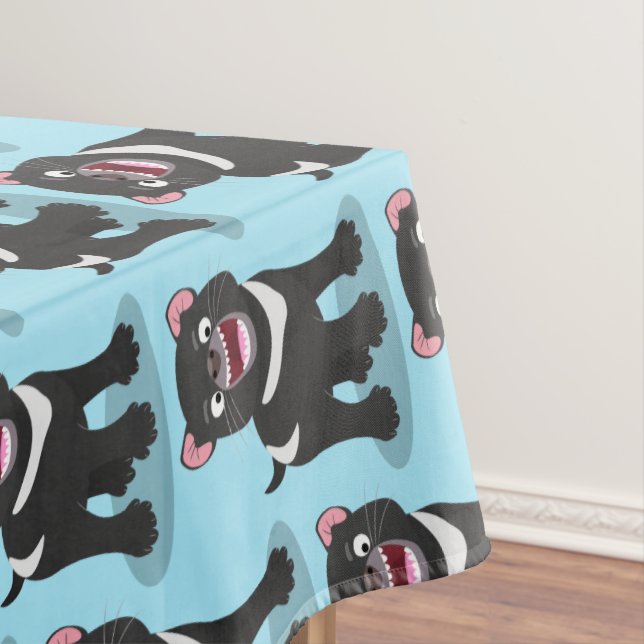 Cute hungry Tasmanian devil cartoon illustration Tablecloth (In Situ)
