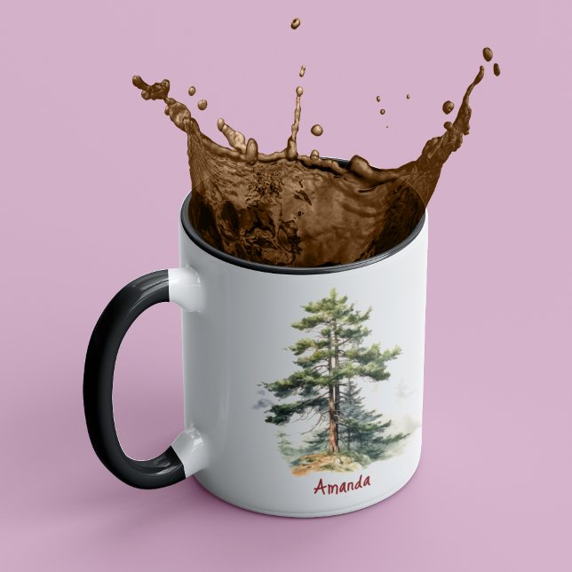 Cute hunter green watercolor pine trees Christmas  Mug (Creator Uploaded)