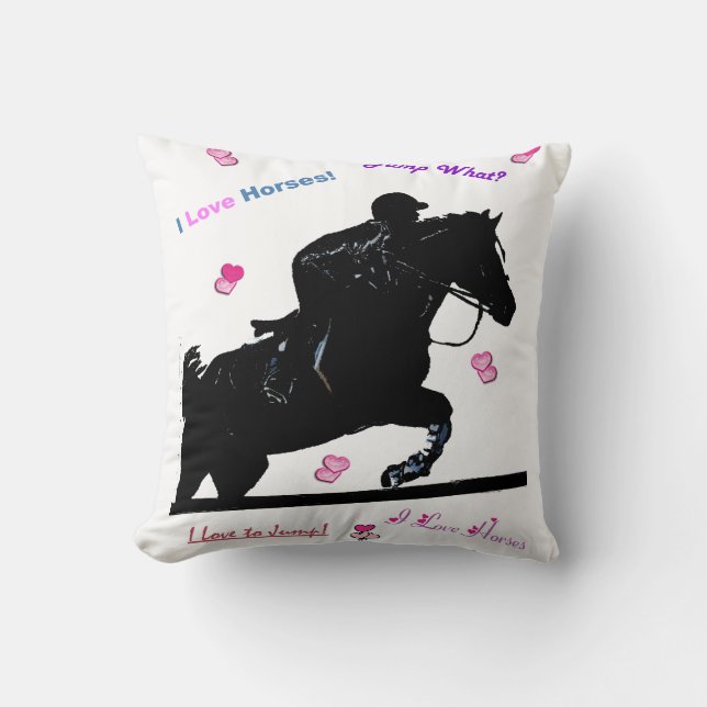 Cute Hunter Jumper Horse Pillow (Front)
