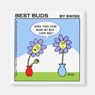 Cute Husband Wife Humour Cartoon Flowers Funny Magnet