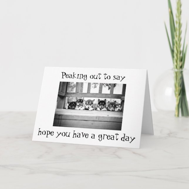 CUTE HUSKIE PUPS SAY **HAPPY BIRTHDAY" HOLIDAY CARD (Front)