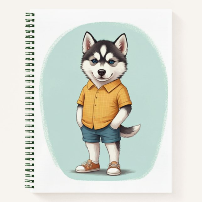 Cute Husky Boy Buddy Notebook (Front)