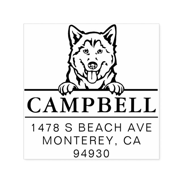 Cute Husky Custom Dog Address Stamp  (Design)