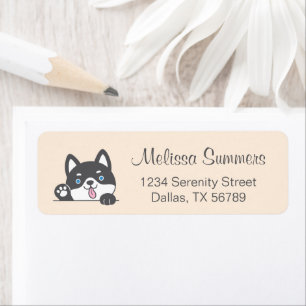 Cute Husky Dog Beige Return Address Return Address Label