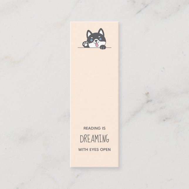 Cute Husky Dog Bookmark Quote Mini Business Card (Front)
