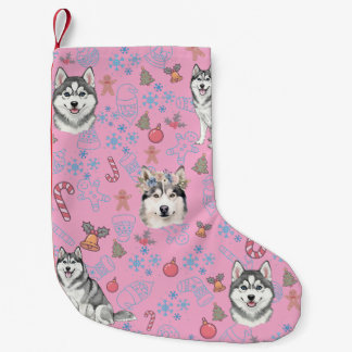Cute Husky Dog Christmas Winter Seamless Pattern  Small Christmas Stocking