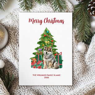 Cute Husky Dog Family Christmas Holiday Card