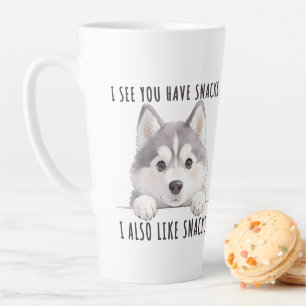 Cute Husky Dog Snacks Quote Funny Minimalist Latte Mug